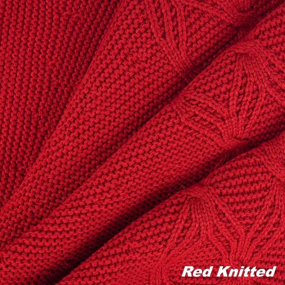 NWT 24” Red Knit Christmas Tree Skirt - Picture 5 of 9